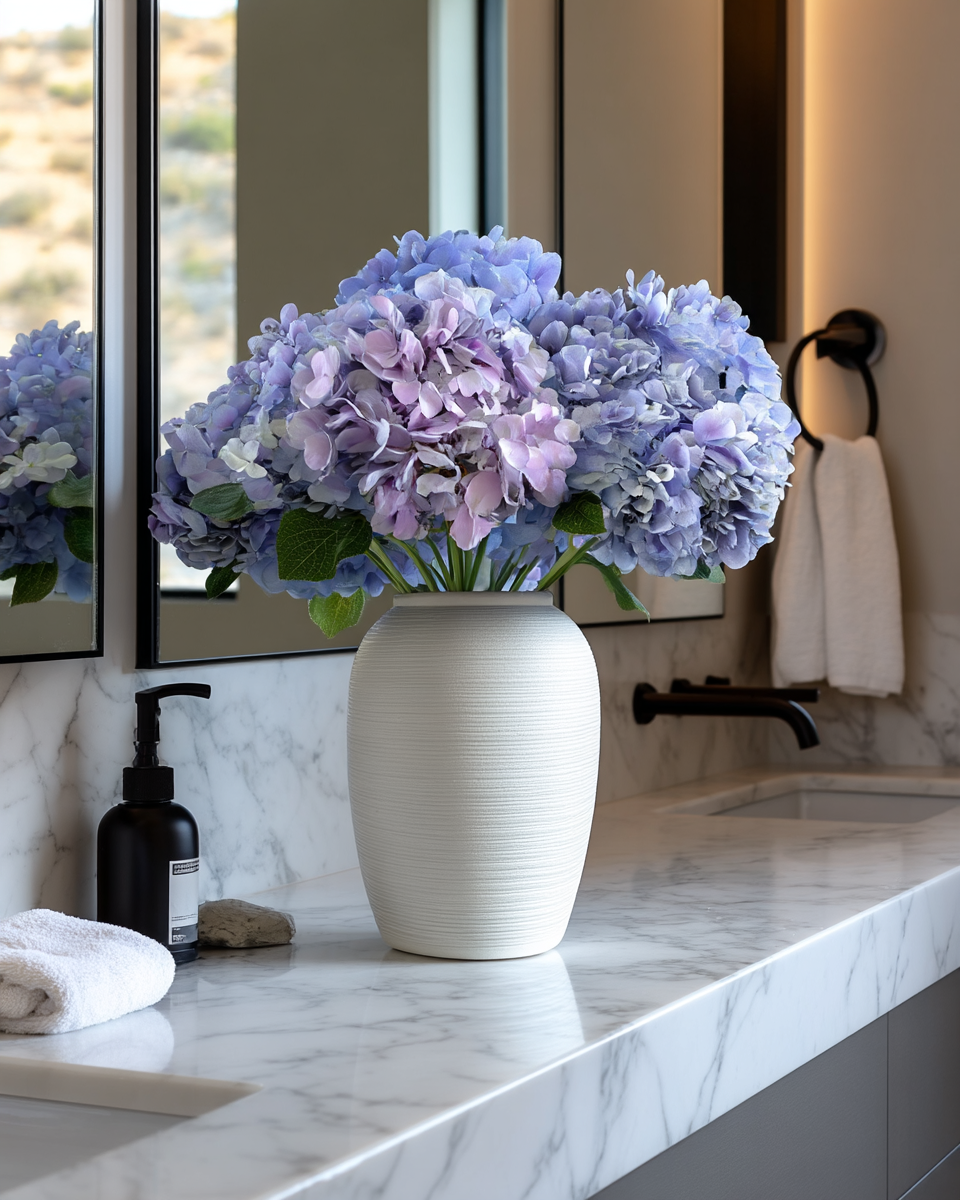 Lilac Hydrangeas in Vase