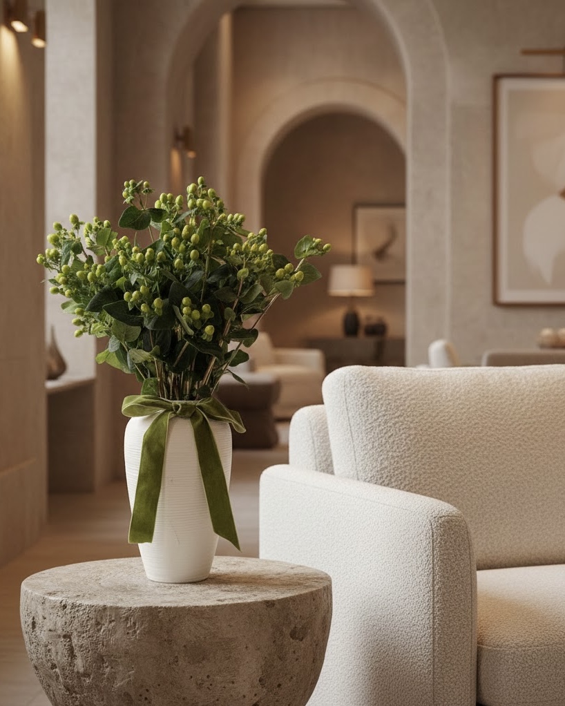 Hypericum Green in Vase