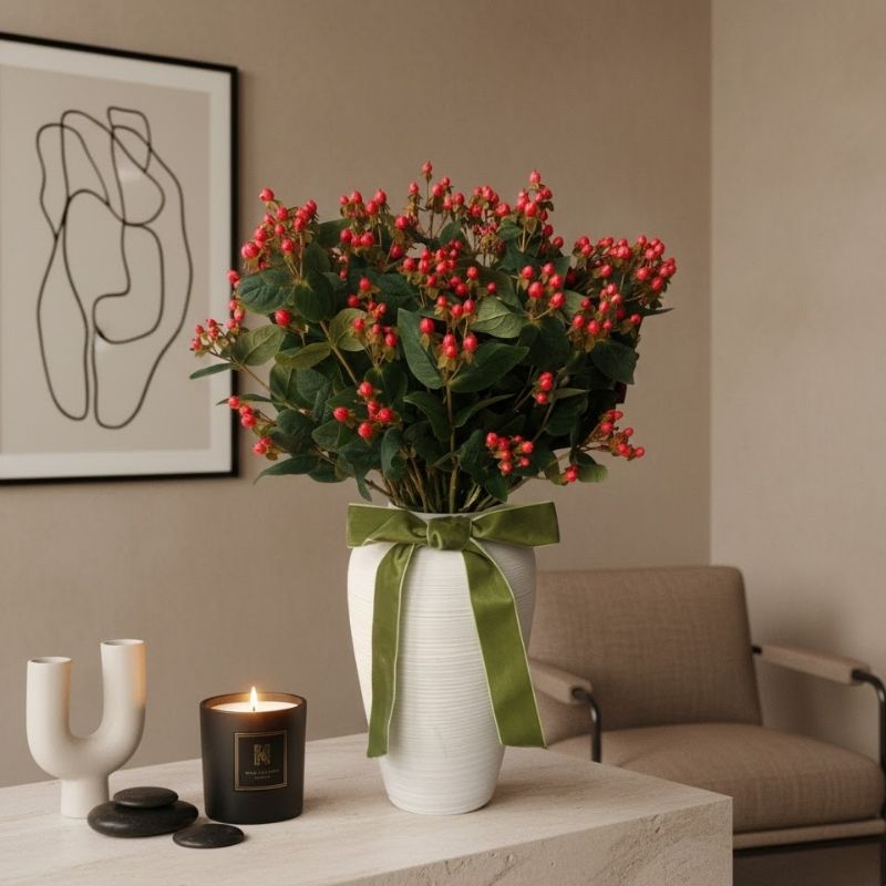 Hypericum Red in Vase